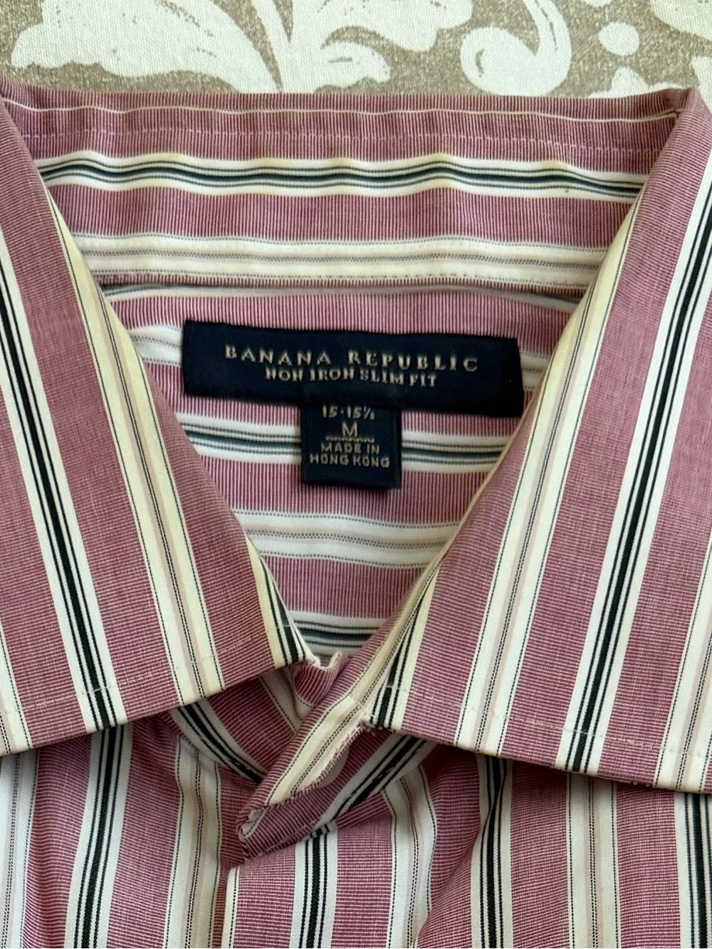 Banana Republic Slim Fit Striped Dress Shirt - Pink, White, Black